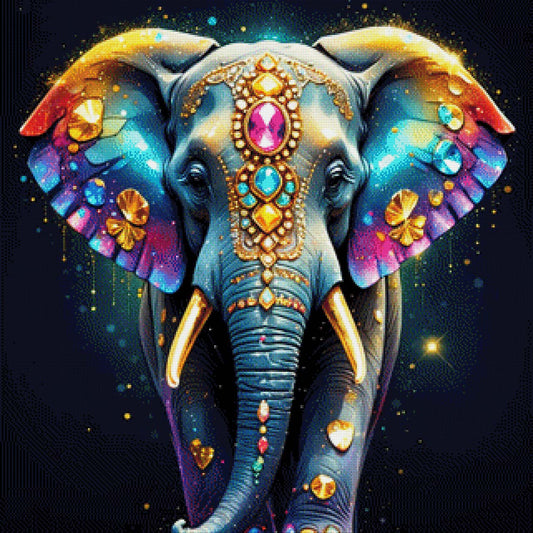 Elefantasia, geschmückter Elefant - Diamond Painting