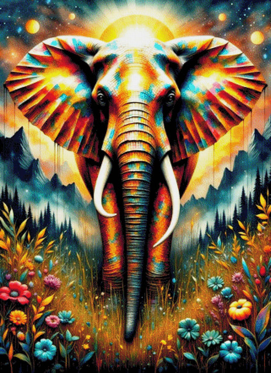 Sonnengott, Elefant unter der Sonne - Diamond Painting
