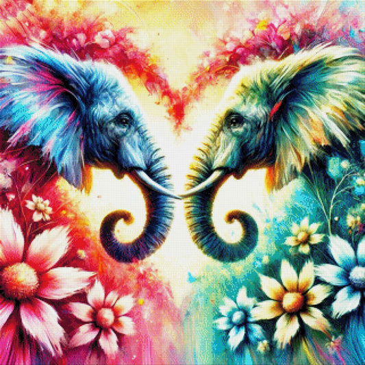 Rüsselliebe, Elefanten im Herz - Diamond Painting