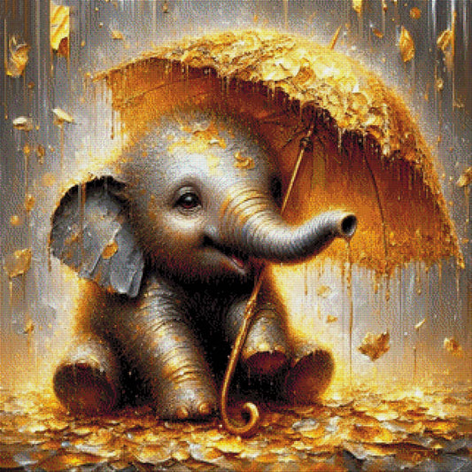Goldtrompeter, Elefant im Goldregen - Diamond Painting