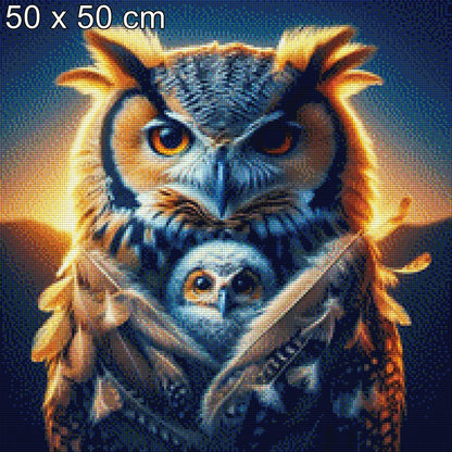 Nestwärme, Eule mit Baby - Diamond Painting