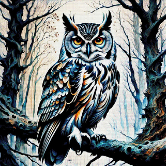 Astwächter, Eule auf Ast - Diamond Painting