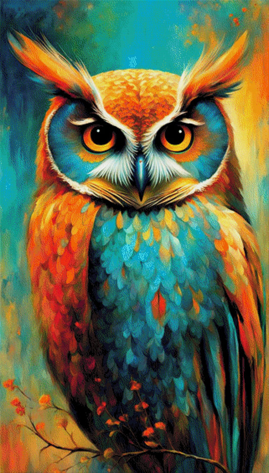 Herbstwächterin, Eule in Herbstfarben - Diamond Painting
