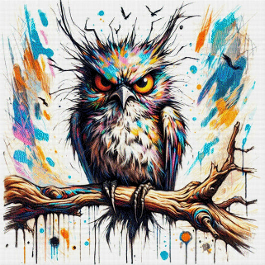 Zornfeder, angry Owl - Diamond Painting