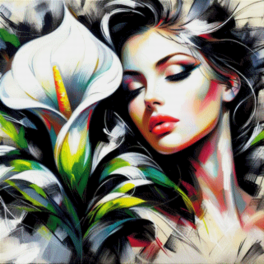 Frau mit Calla - Diamond Painting