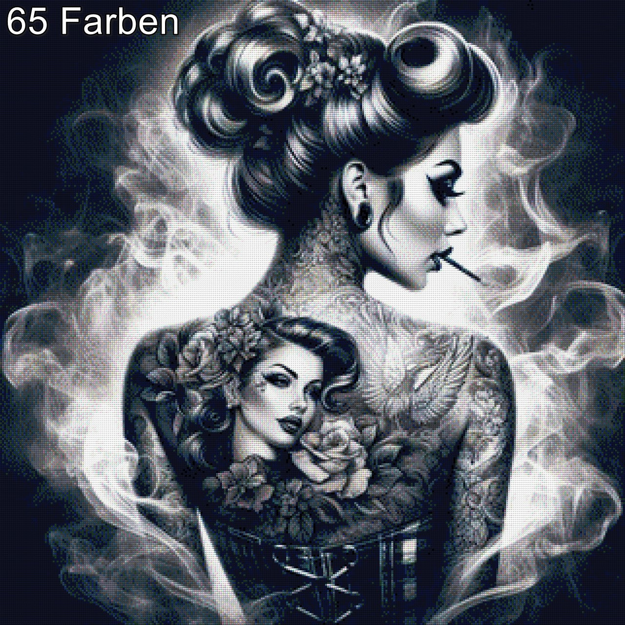 Frau Tattoo schwarz/weiß - Diamond Painting