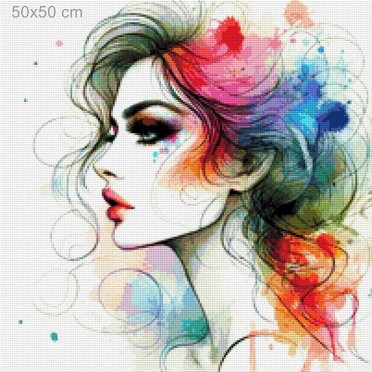 Frau Aquarell Bunt - Diamond Painting