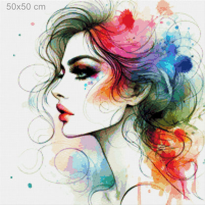Frau Aquarell Bunt - Diamond Painting