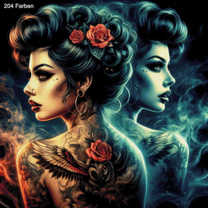 Amy mit Tattoos - Diamond Painting