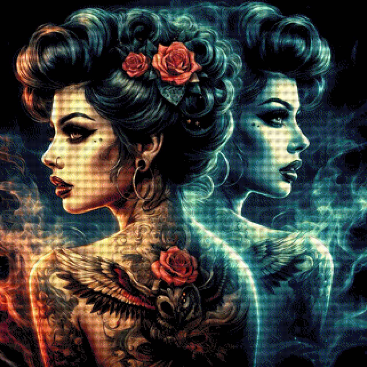 Amy mit Tattoos - Diamond Painting