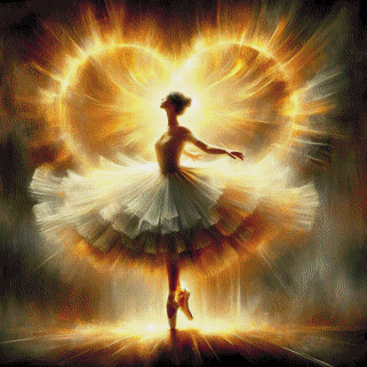 Ballerina mit leuchtendem Herz - Diamond Painting