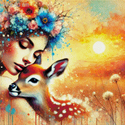 Alicia mit Bambi - Diamond Painting