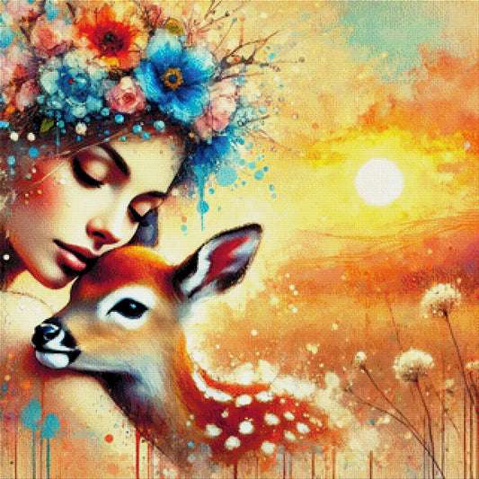 Alicia mit Bambi - Diamond Painting