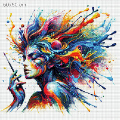 Frau im Farbenwahn - Diamond Painting