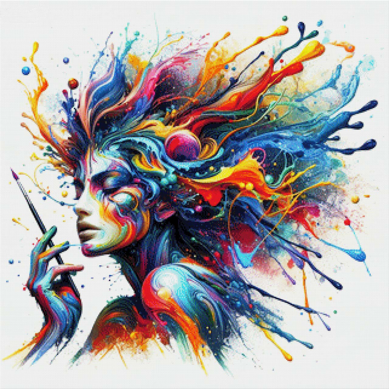 Frau im Farbenwahn - Diamond Painting