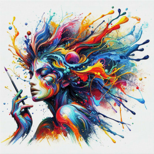 Frau im Farbenwahn - Diamond Painting