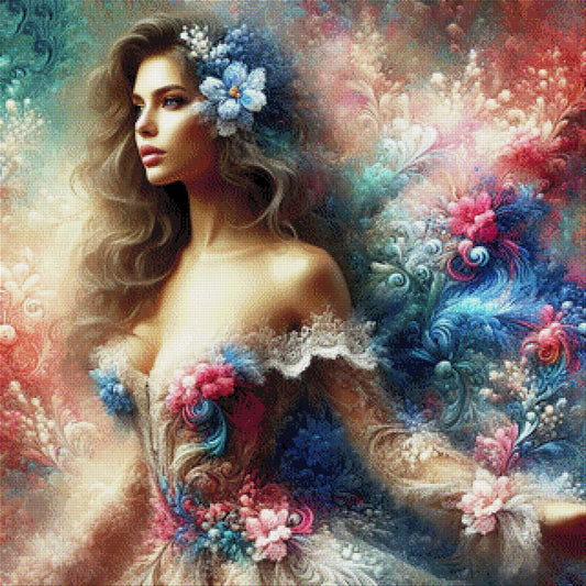 Frau im Blumentraum - Diamond Painting