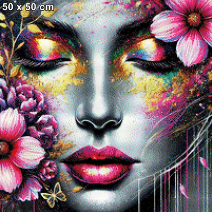 Das Gesicht in Silber - Diamond Painting