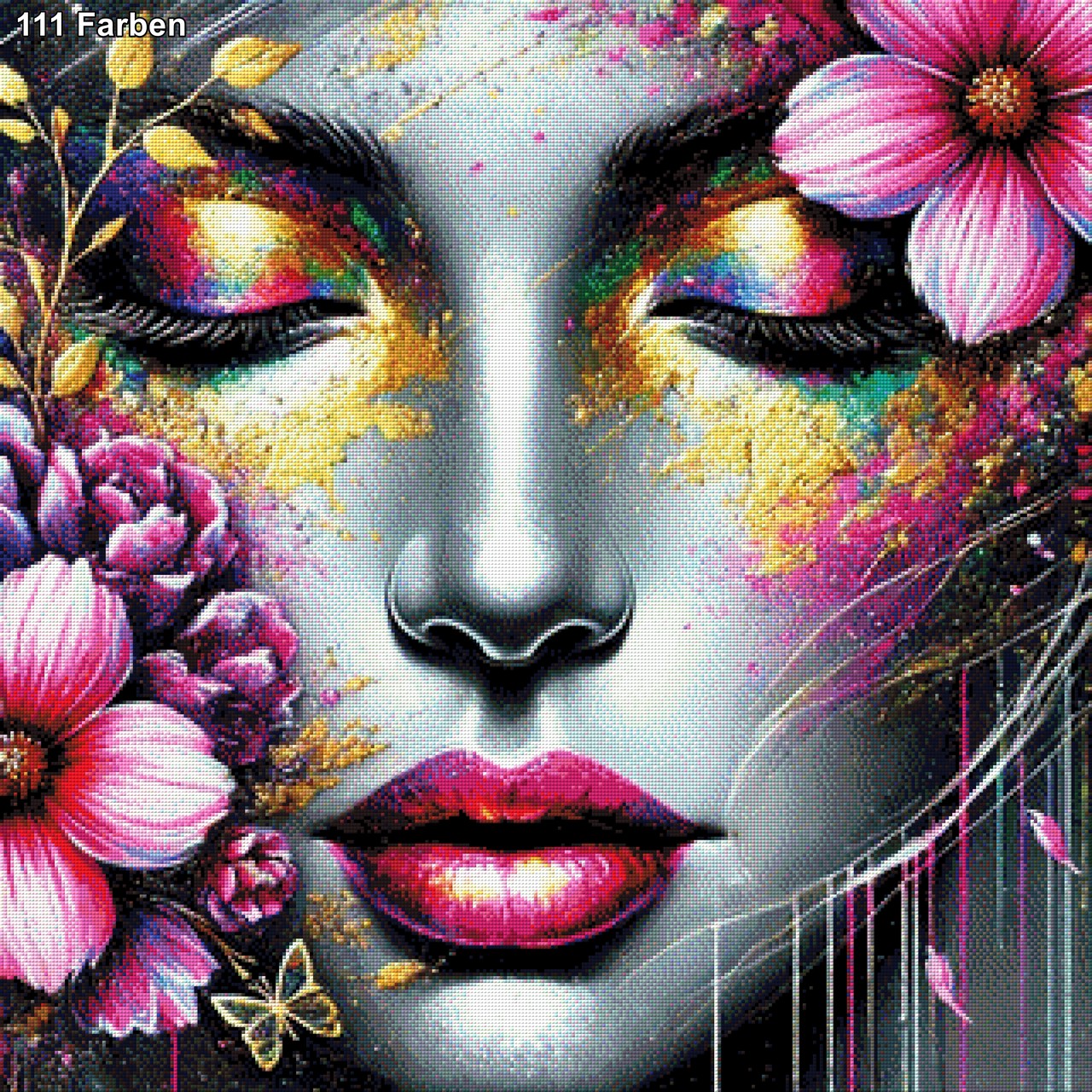 Das Gesicht in Silber - Diamond Painting