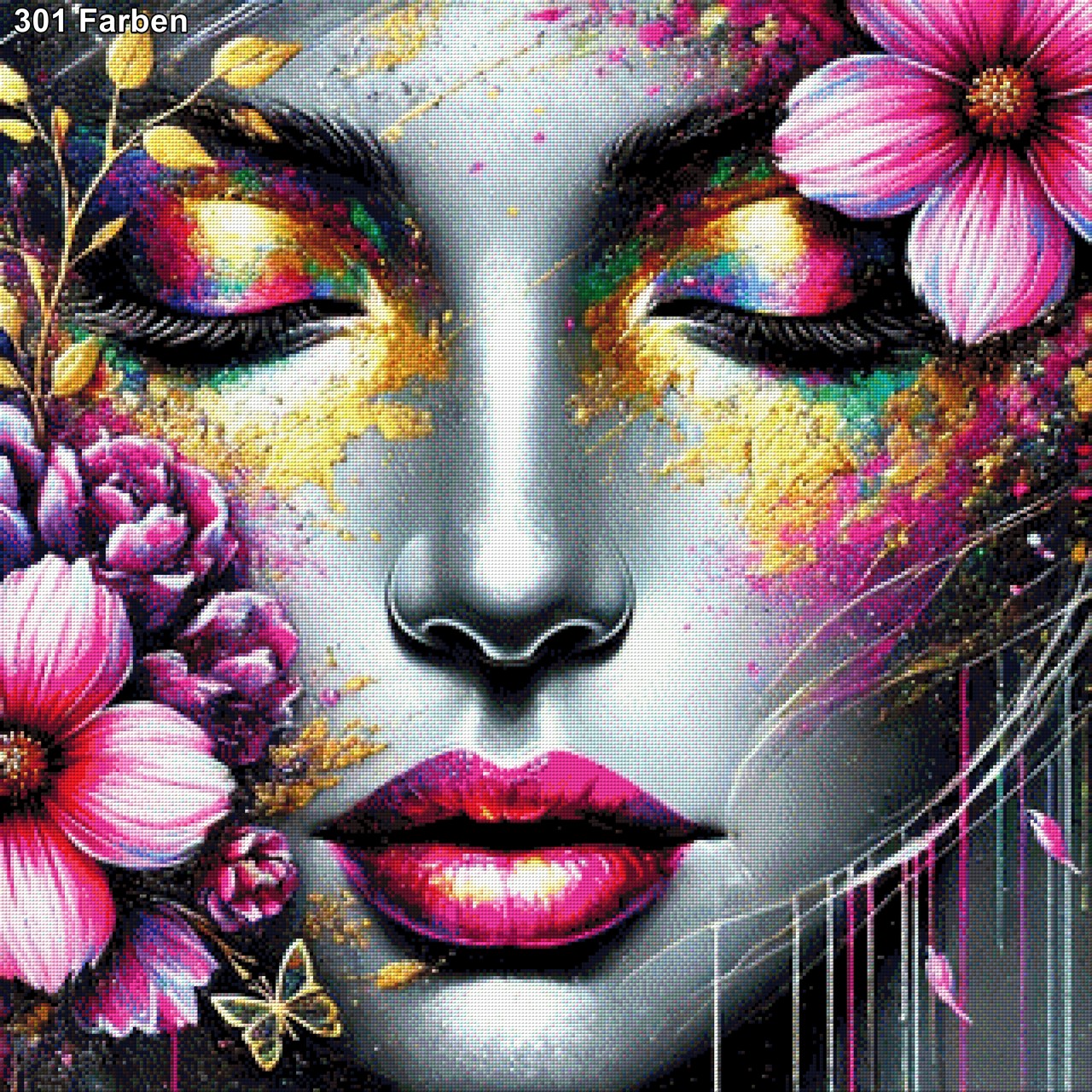 Das Gesicht in Silber - Diamond Painting
