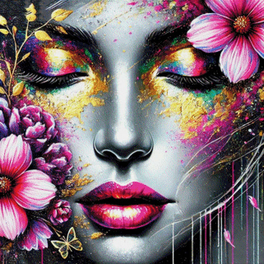 Das Gesicht in Silber - Diamond Painting