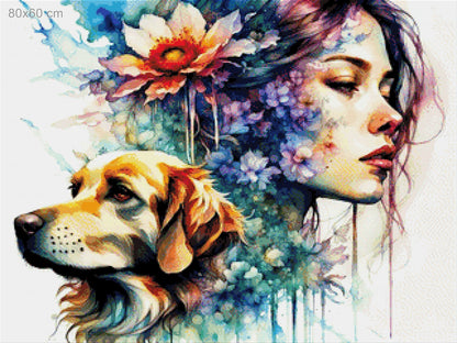 Mädchen mit Hund - Diamond Painting