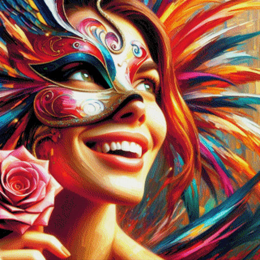 Lady mit Maske - Diamond Painting