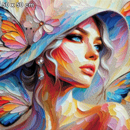 Frau mit Hut - Diamond Painting