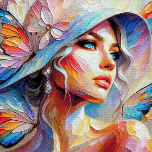 Frau mit Hut - Diamond Painting