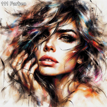 Carolina mit wilder Frisur - Diamond Painting