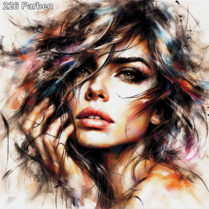 Carolina mit wilder Frisur - Diamond Painting
