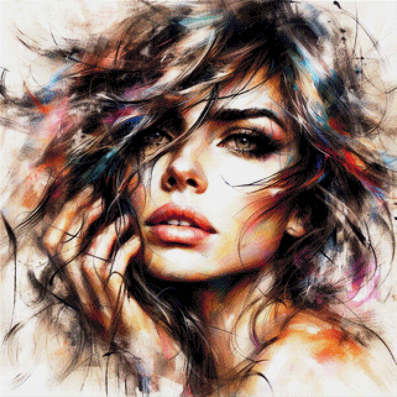 Carolina mit wilder Frisur - Diamond Painting