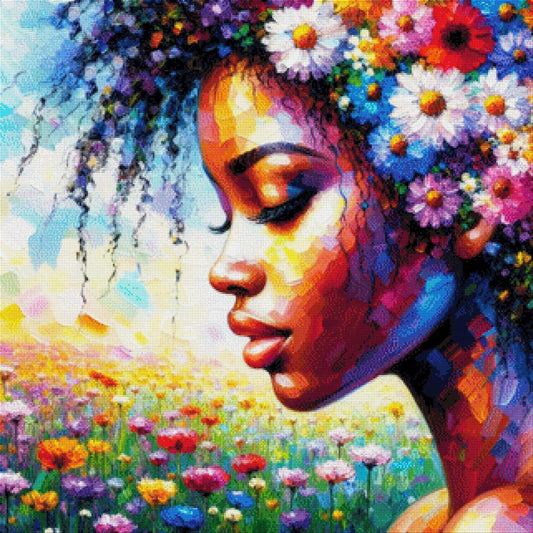 Pia im Blumenfeld - Diamond Painting