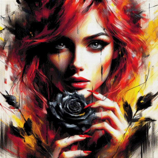 Rosita with black Rose - Diamond Painting