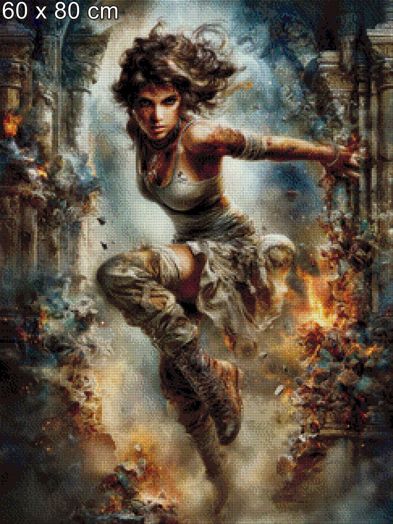 Diamond Painting Frau Kämpferin Säulen Ruine