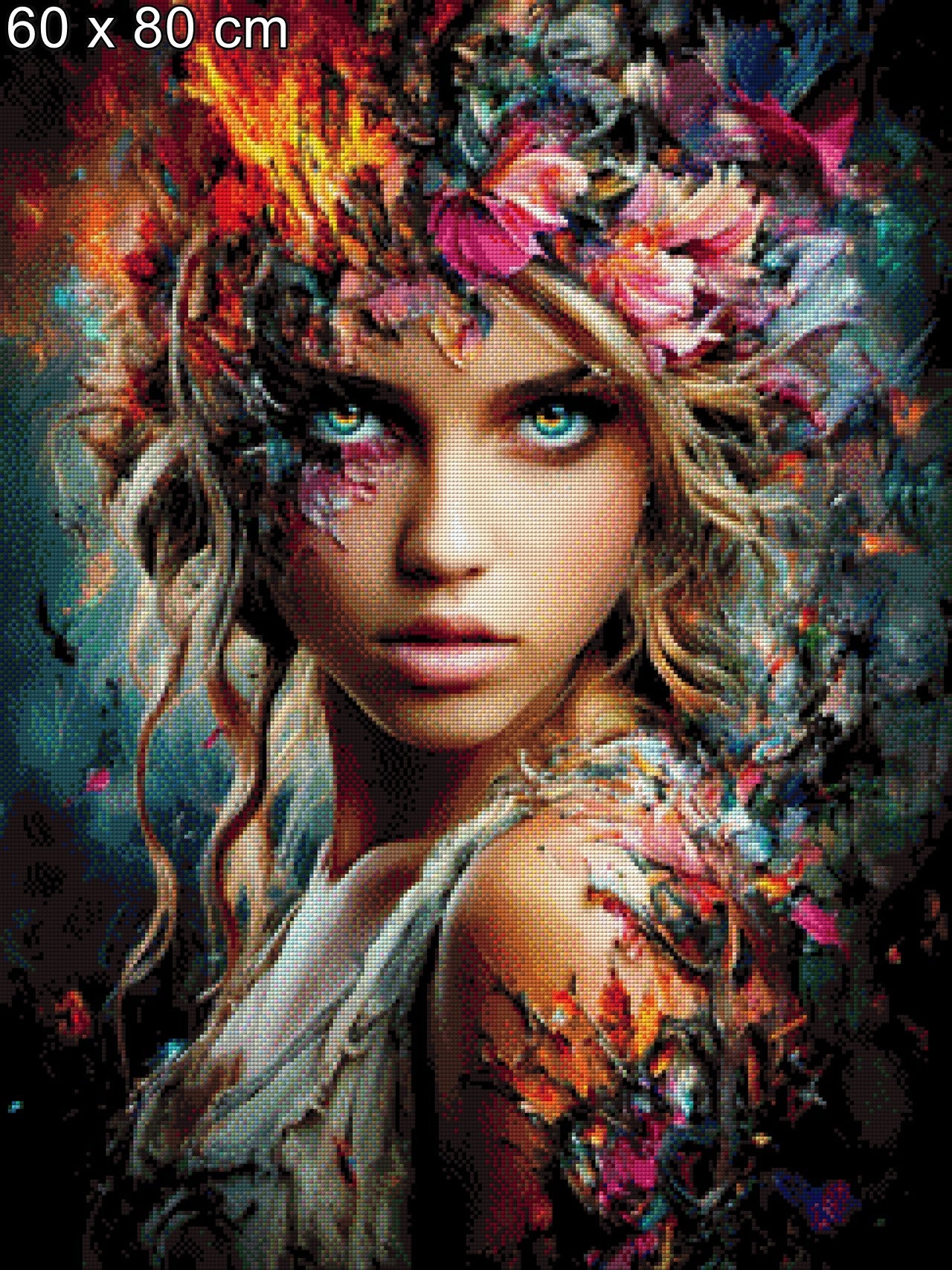 Diamond Painting Frau Blumen Gesicht 