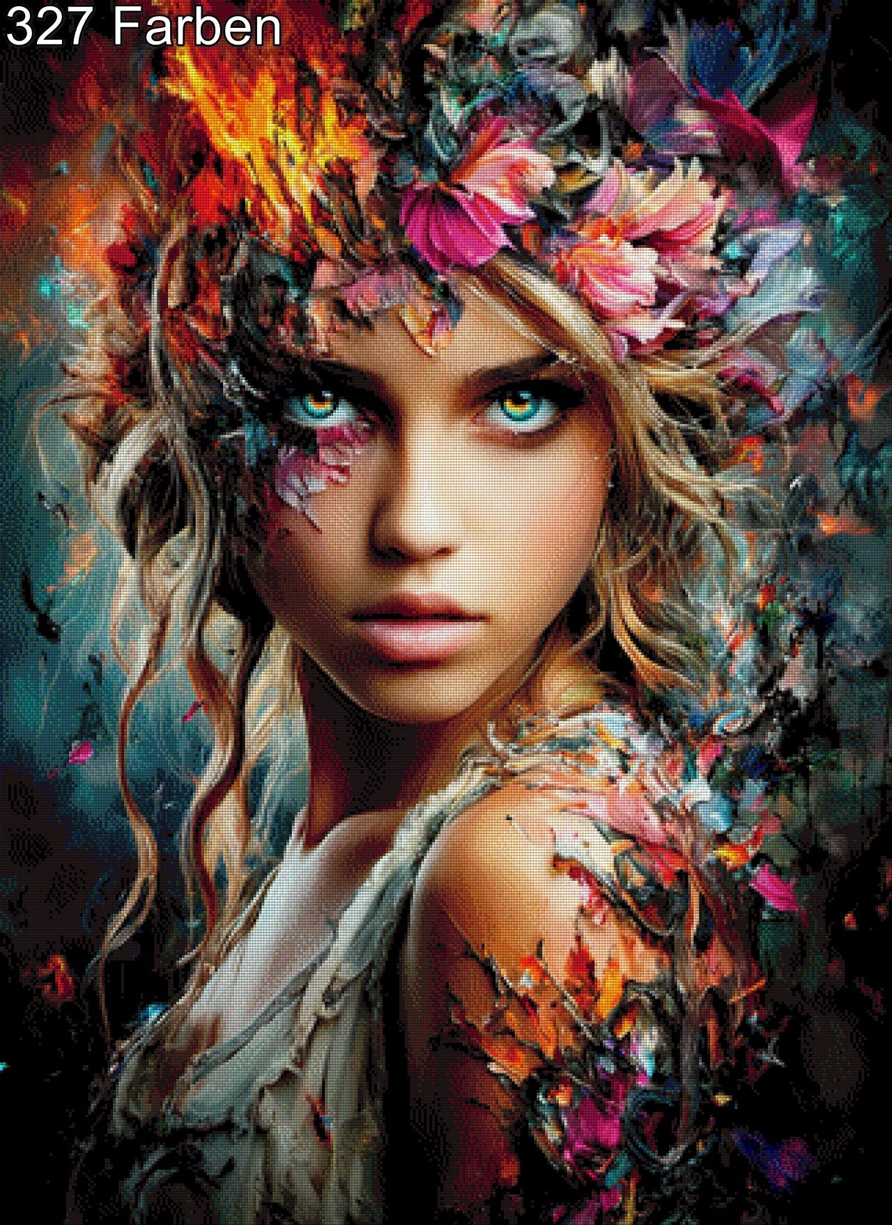 Diamond Painting Frau Blumen Gesicht 