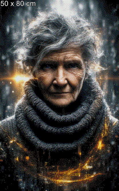Diamond Painting alte Dame Falten Frau