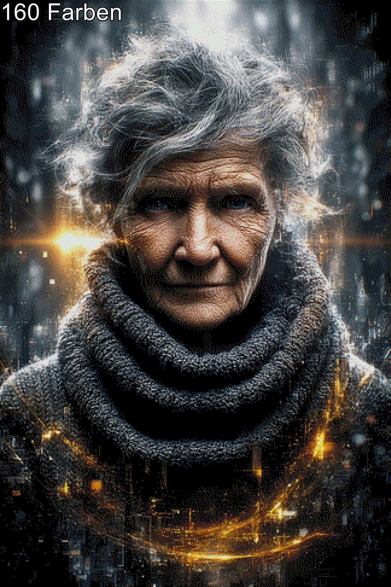 Diamond Painting alte Dame Falten Frau