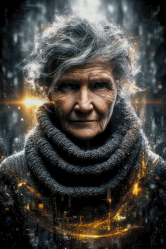 Diamond Painting alte Dame Falten Frau