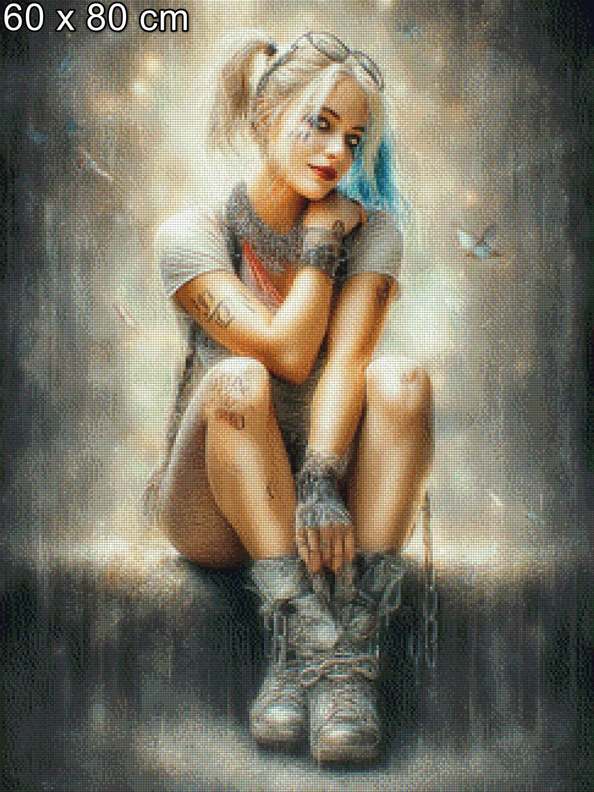 Diamond Painting Frau in Ketten mit Brille