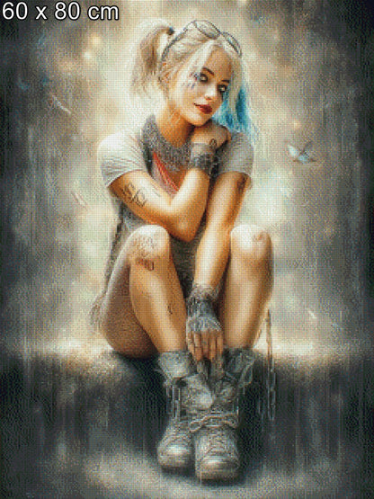 Diamond Painting Frau in Ketten mit Brille