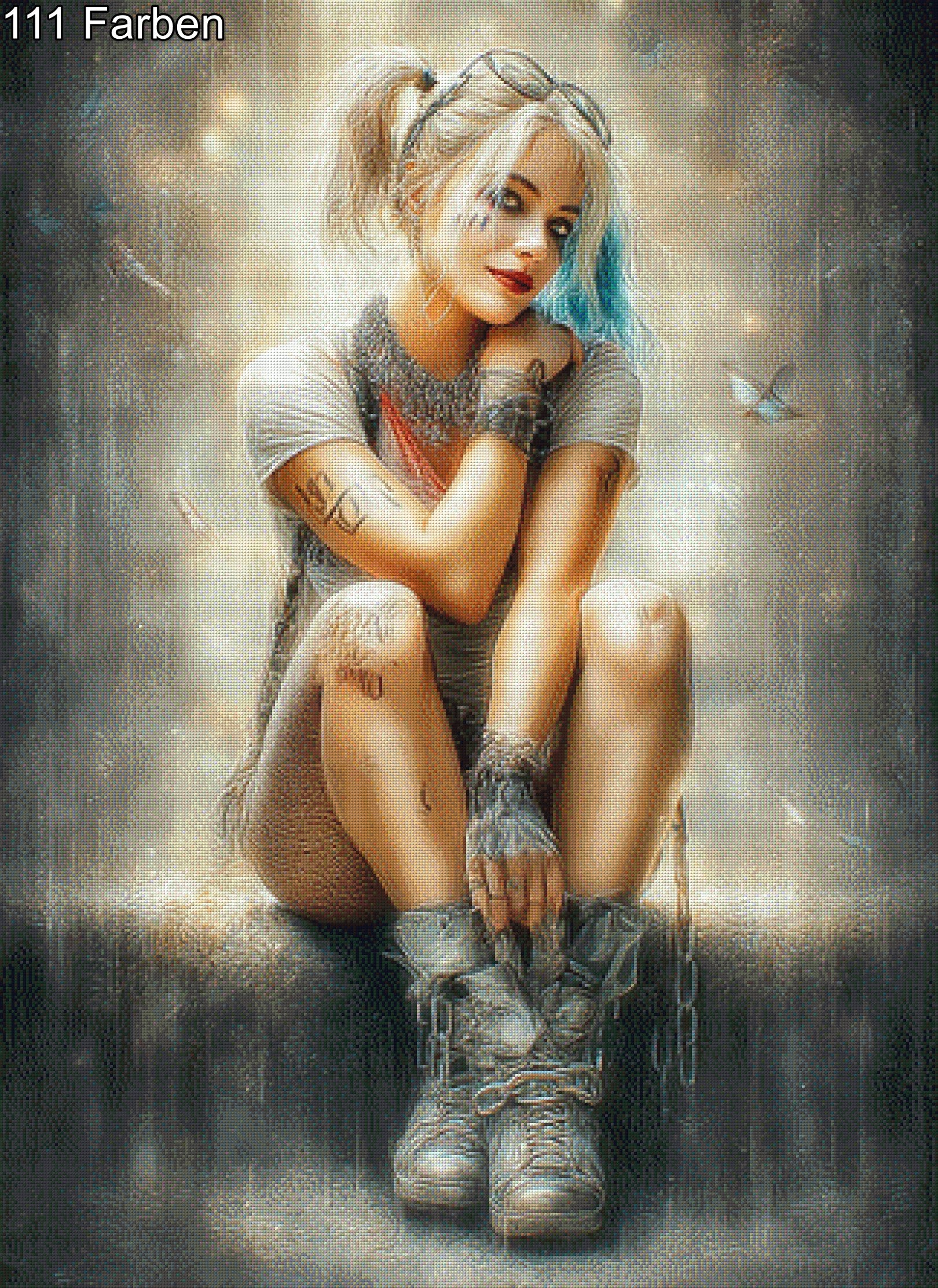 Diamond Painting Frau in Ketten mit Brille