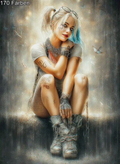 Diamond Painting Frau in Ketten mit Brille