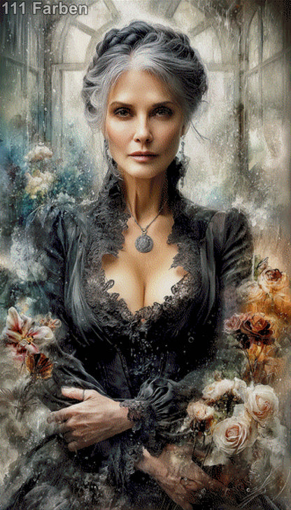 5D Diamond Painting - Silberne Eleganz